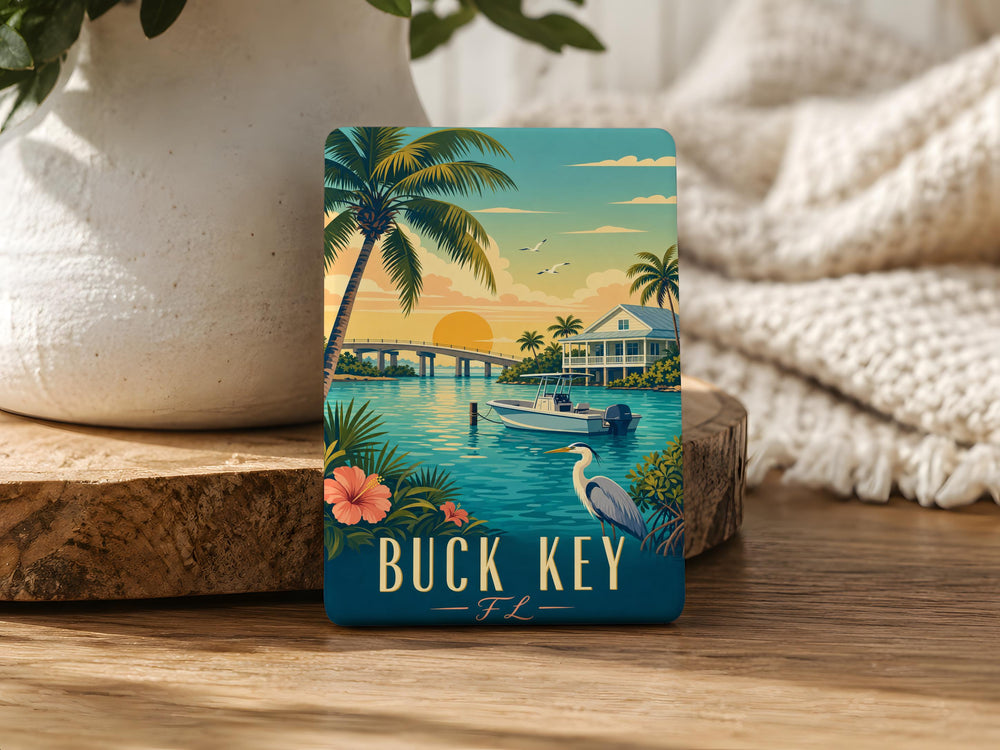 Buck Key Florida Fridge Magnet, Florida Keys Souvenir Magnet, Key West Travel Gift, Sunshine State Keepsake Magnet