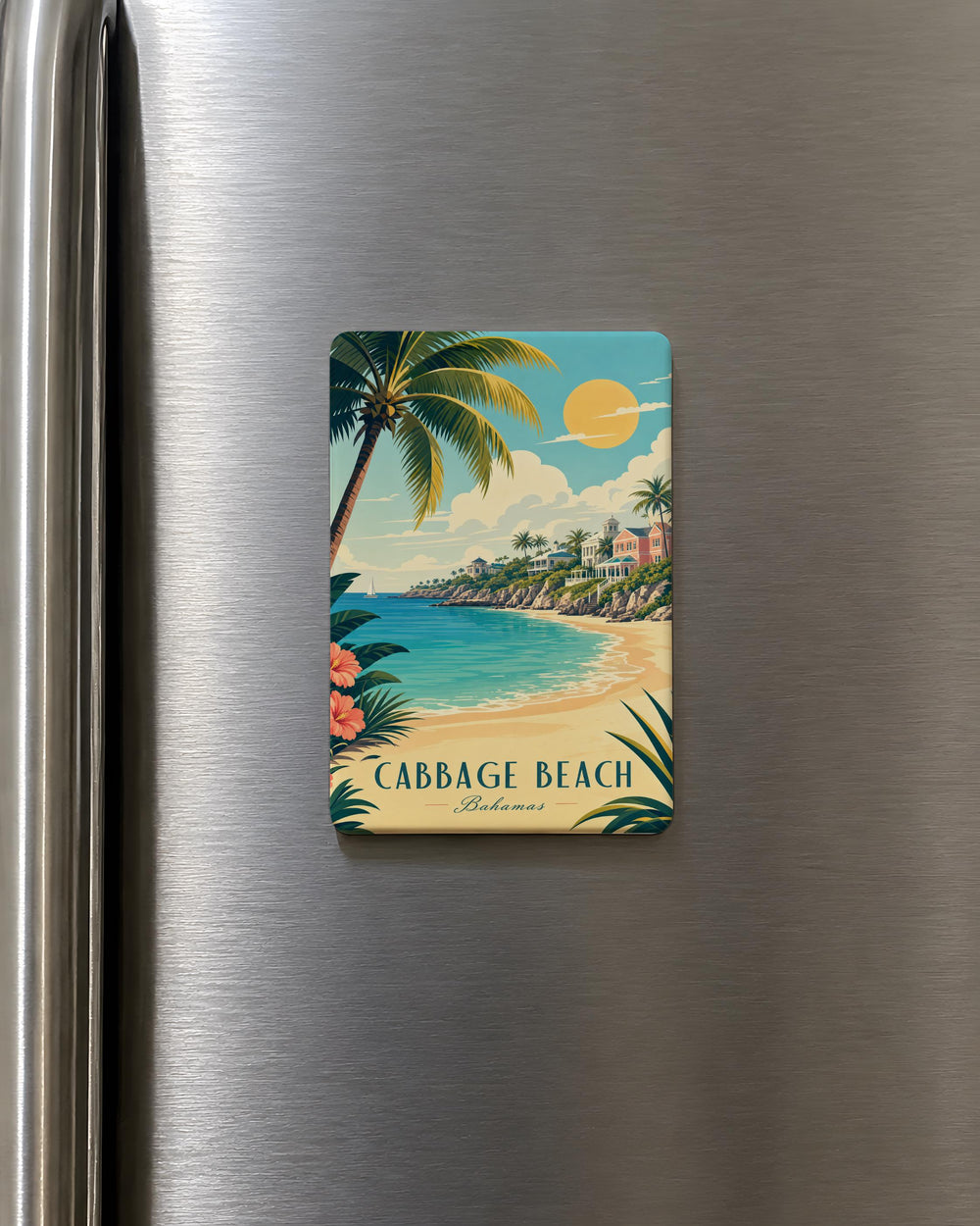 Cabbage Beach Fridge Magnet, Nassau Bahamas Beach Souvenir Magnet, Coastal Vacation Travel Keepsake Magnet