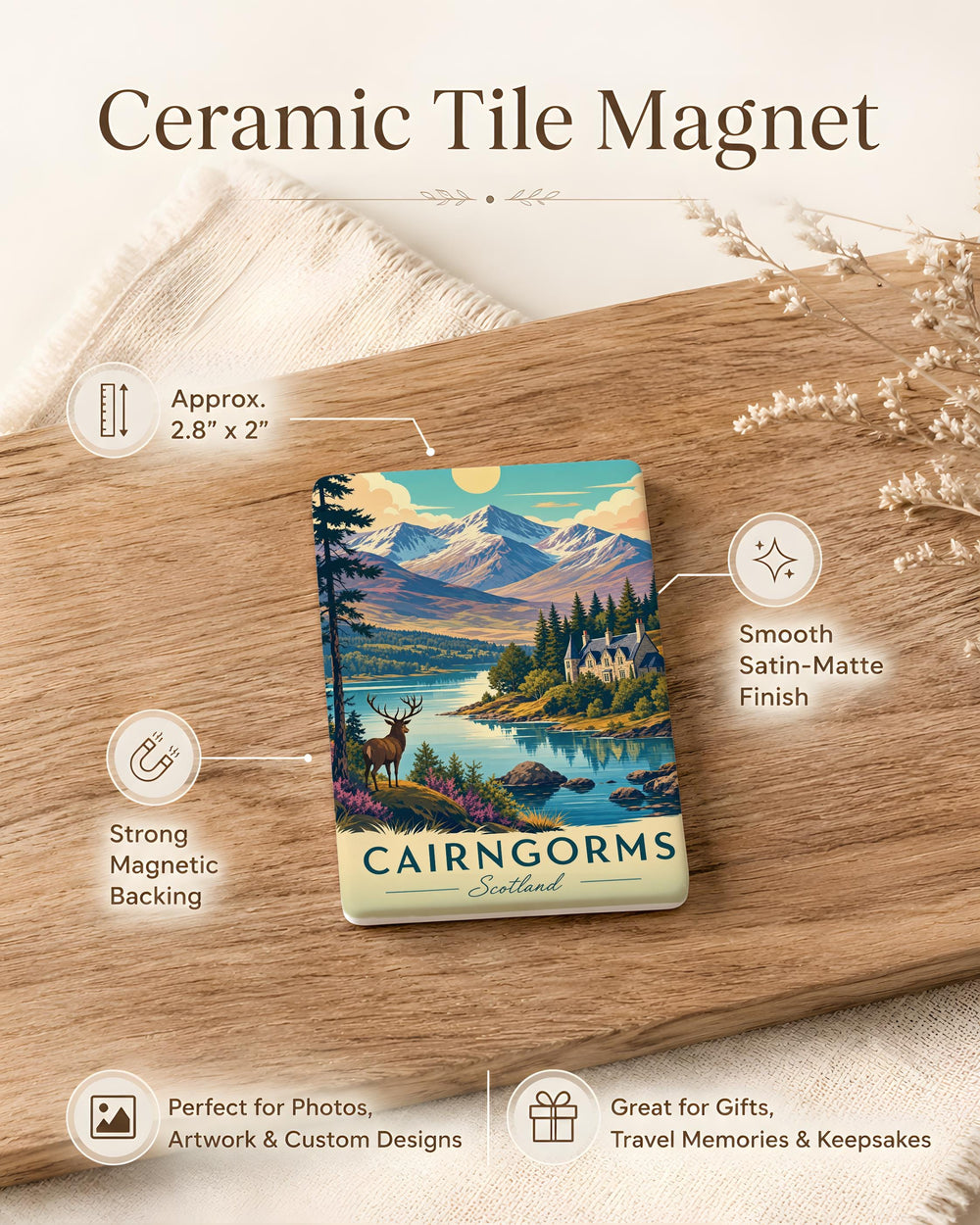 Cairngorms Scotland Fridge Magnet, Cairngorms National Park Souvenir, Scottish Highlands Travel Gift, Scotland Keepsake Magnet
