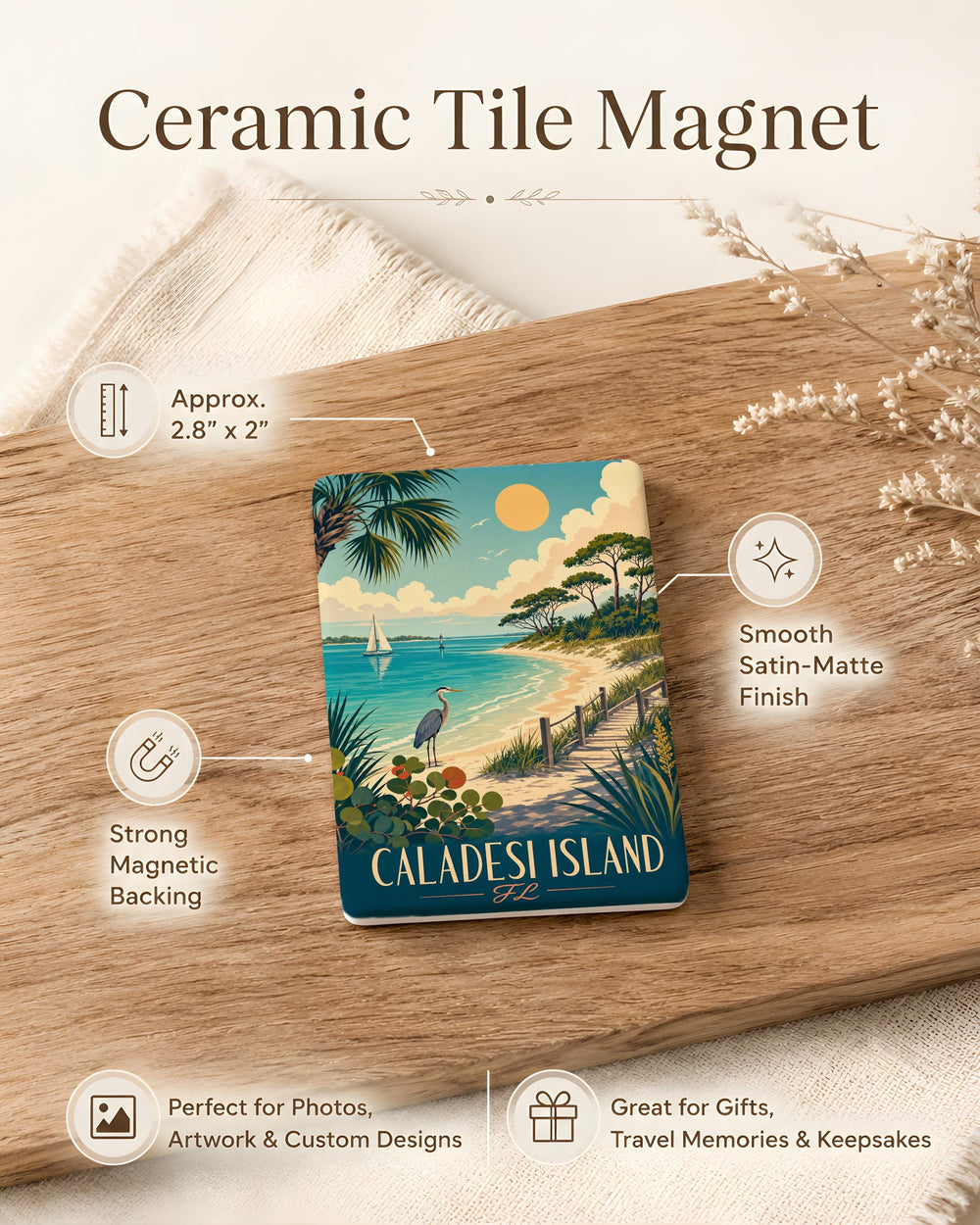 Caladesi Island Florida Fridge Magnet, Caladesi Island FL Souvenir Magnet, Beach Island Travel Keepsake Magnet
