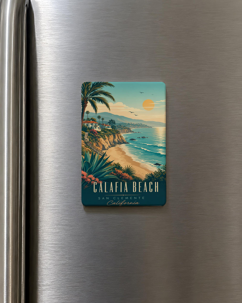 Calafia Beach Fridge Magnet, California Coastal Beach Souvenir Magnet, Oceanside Shoreline Travel Keepsake Magnet