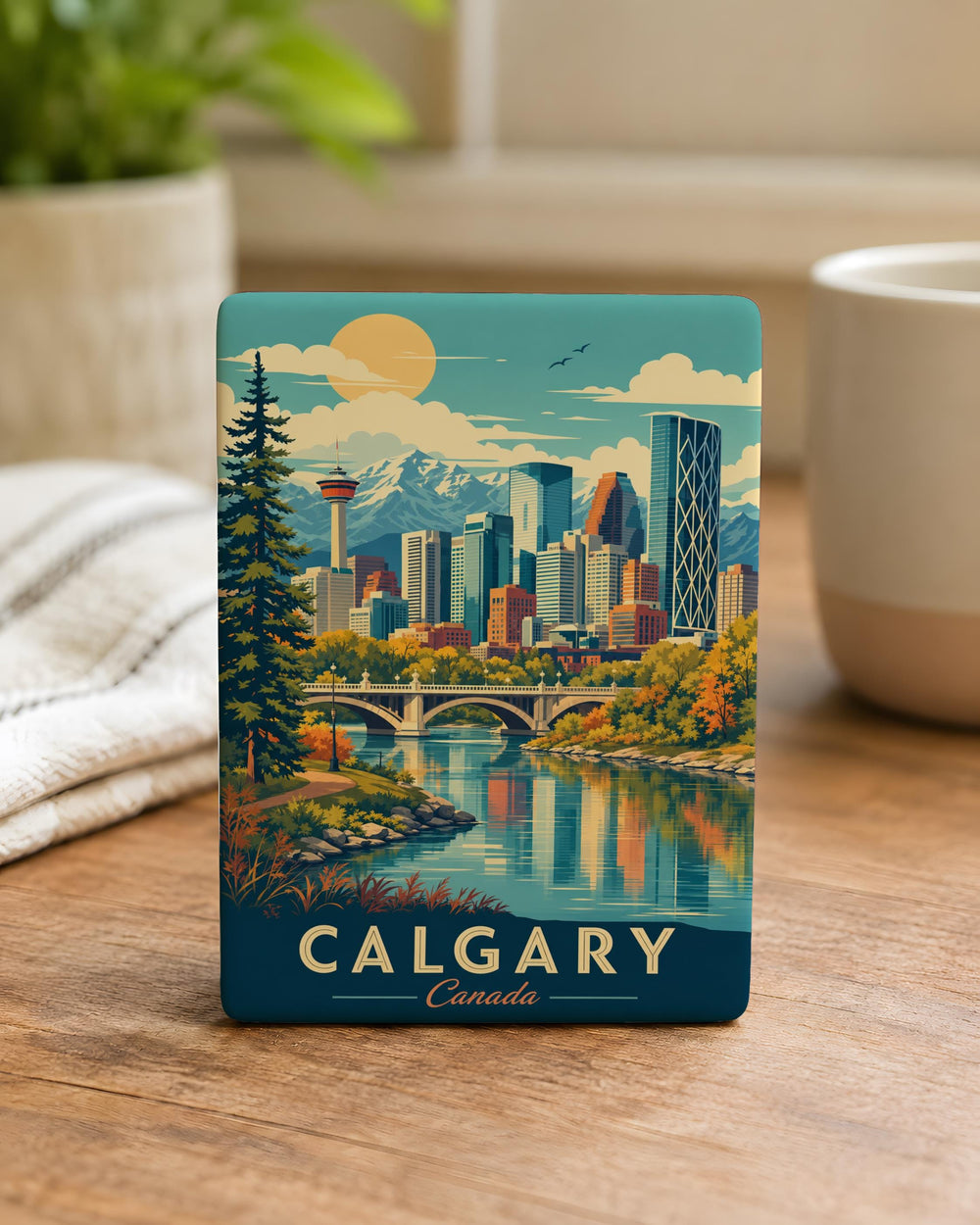 Calgary Canada Fridge Magnet, Calgary Souvenir Magnet, Alberta Travel Keepsake, Calgary Landmark Refrigerator Magnet