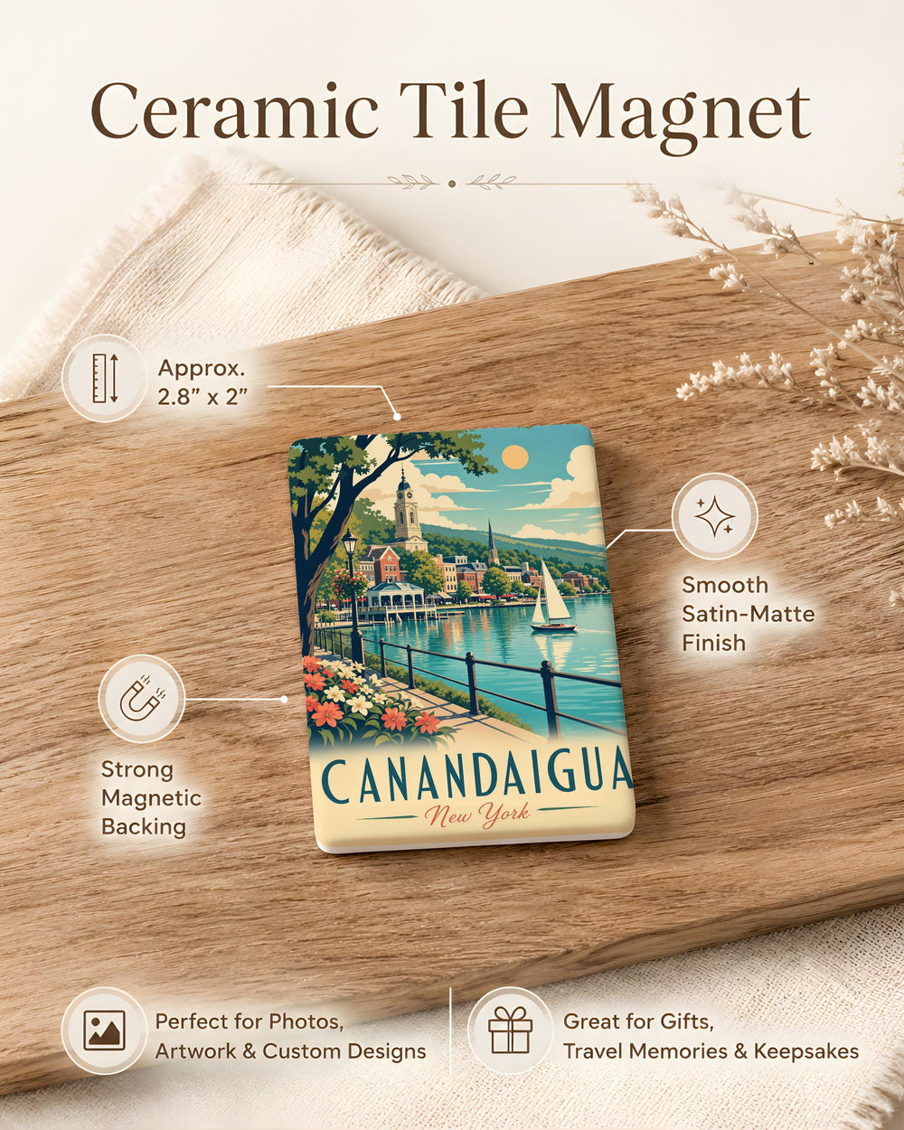 Canandaigua NY Fridge Magnet, Canandaigua New York Souvenir Magnet, Finger Lakes Travel Gift, Upstate NY Keepsake Magnet