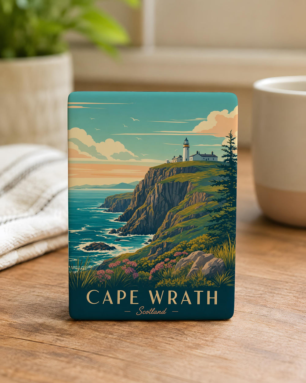 Cape Wrath Fridge Magnet, Scotland Coastal Landmark Souvenir Magnet, Cape Wrath Lighthouse & Cliffs Travel Keepsake Magnet