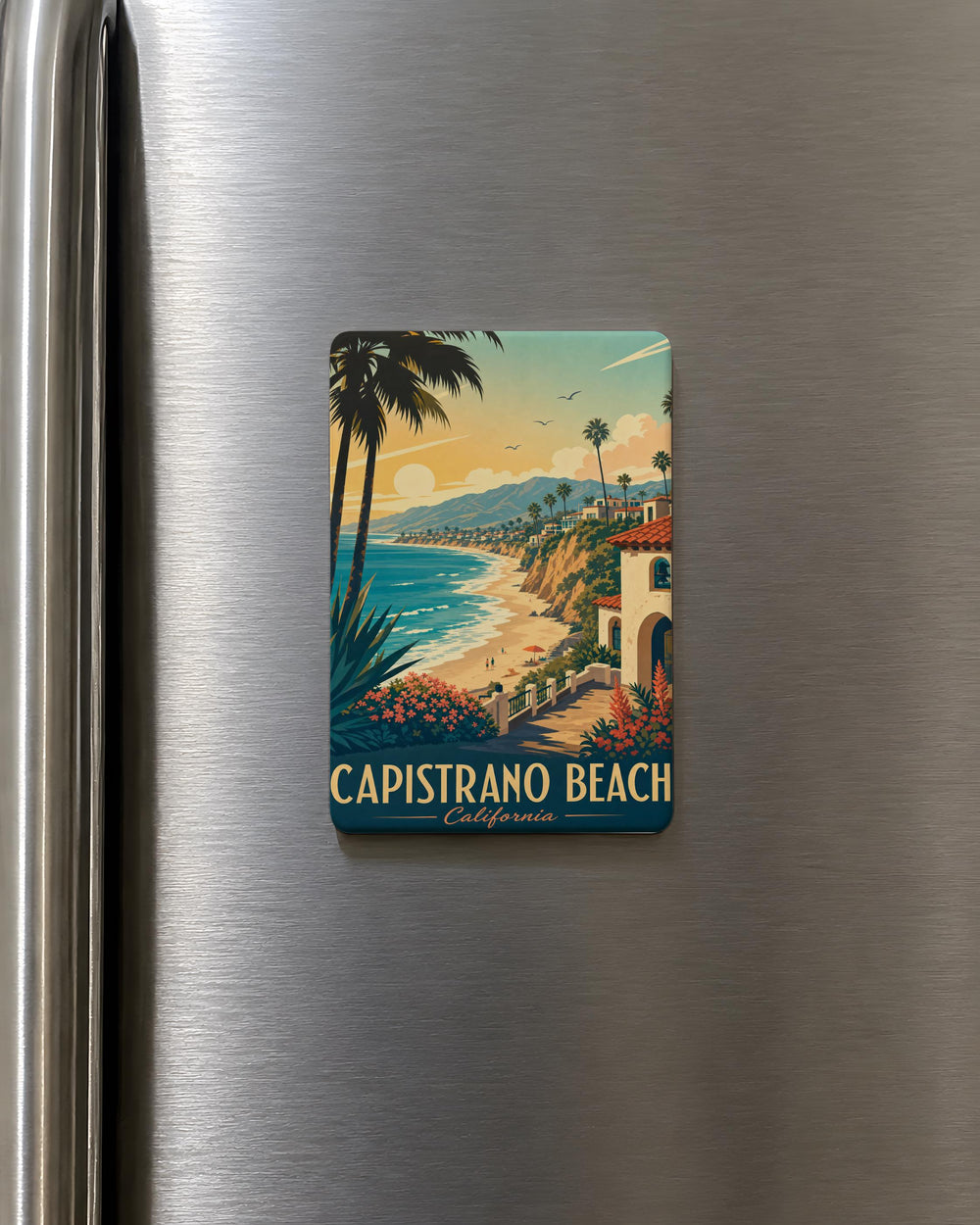 Capistrano Beach Fridge Magnet, California Coastal Town Souvenir, Beach Vacation Keepsake, Surf and Sand Gift