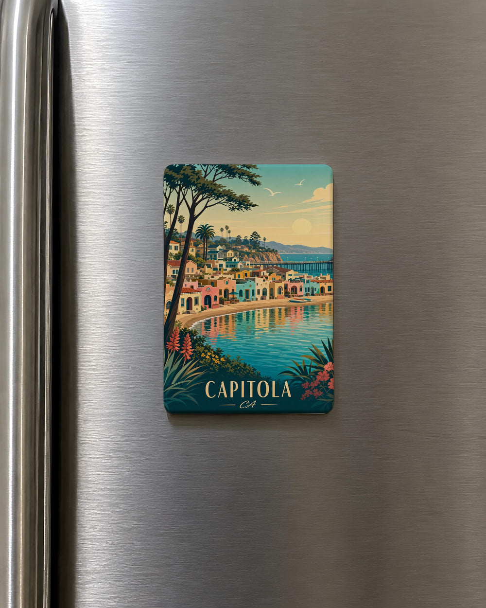 Capitola CA Fridge Magnet, Capitola Village Beach Boardwalk Souvenir, California Coastal Travel Gift, Santa Cruz County Magnet