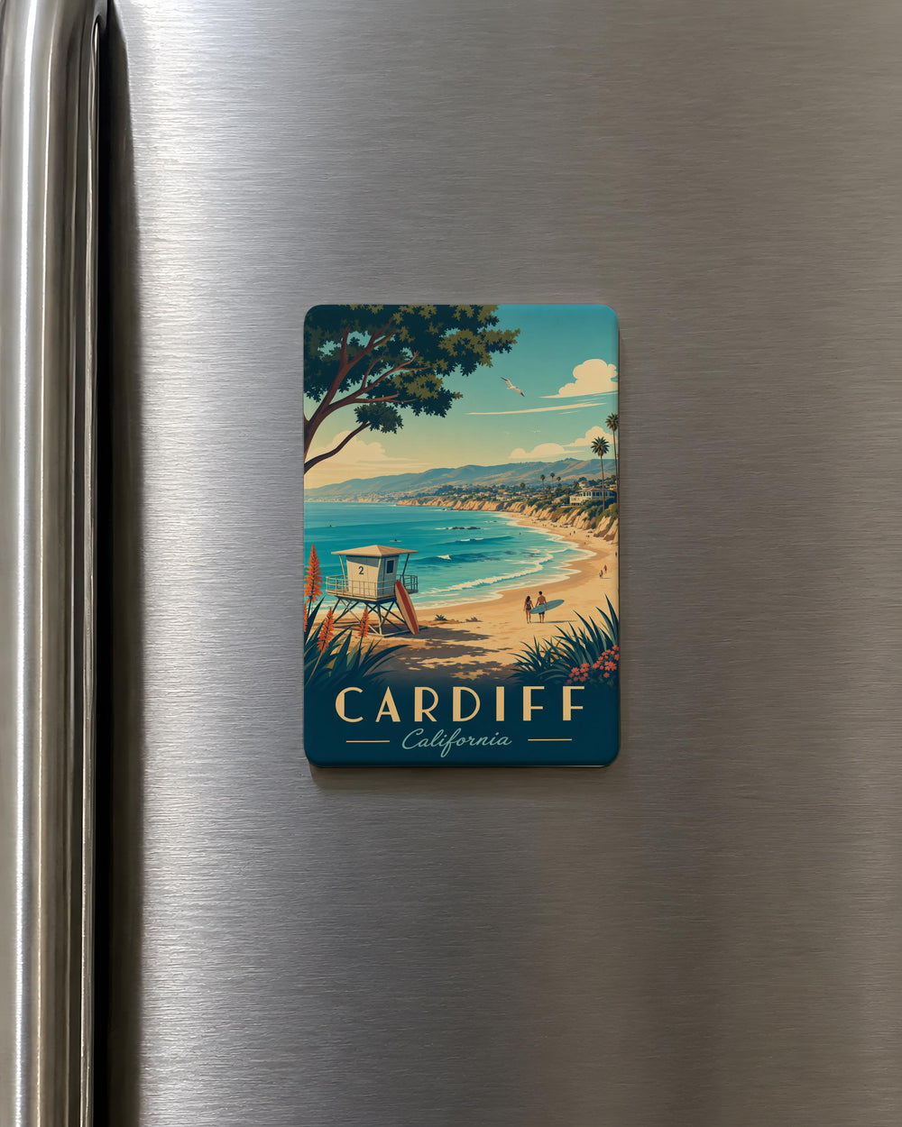 Cardiff State Beach Fridge Magnet, Cardiff-by-the-Sea California Coastal Beach Souvenir Magnet, San Diego Surf Beach Magnet