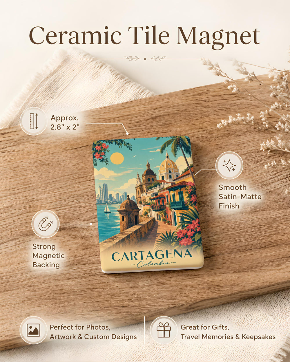Cartagena Colombia Fridge Magnet, Cartagena Old Town Souvenir Magnet, Colombia Travel Gift, Cartagena Landmark Magnet