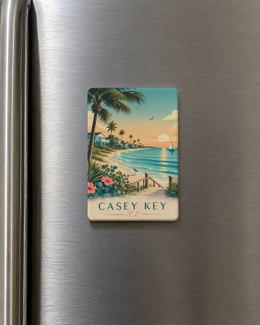 Casey Key Florida Fridge Magnet, Casey Key FL Souvenir Magnet, Sarasota County Beach Island Vacation Travel Gift