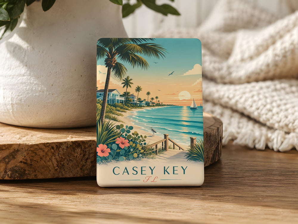 Casey Key Florida Fridge Magnet, Casey Key FL Souvenir Magnet, Sarasota County Beach Island Vacation Travel Gift