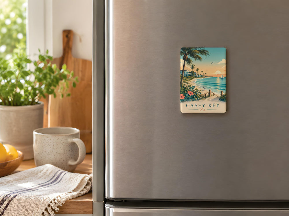 Casey Key Florida Fridge Magnet, Casey Key FL Souvenir Magnet, Sarasota County Beach Island Vacation Travel Gift