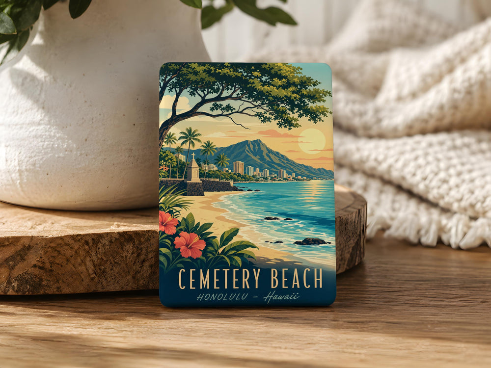 Cemetery Beach Fridge Magnet, Coastal Graveyard Seaside Shoreline Souvenir Magnet, Beach Cemetery Travel Keepsake Magnet