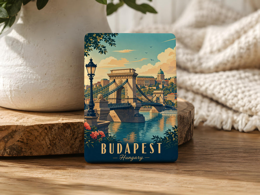 Chain Bridge Fridge Magnet, Budapest Landmark Souvenir Magnet, Danube River Bridge Travel Keepsake Gift