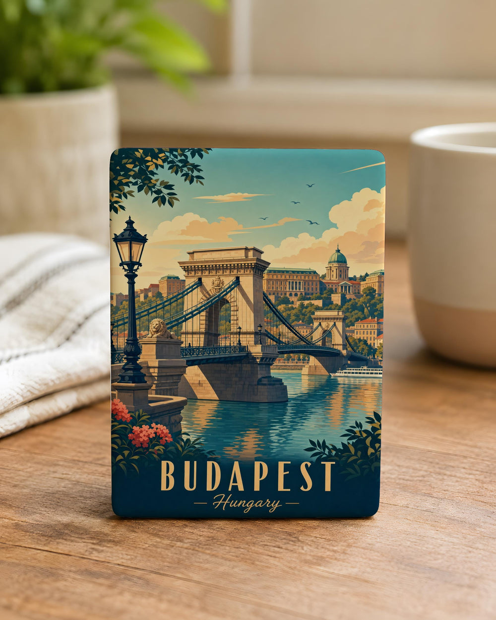 Chain Bridge Fridge Magnet, Budapest Landmark Souvenir Magnet, Danube River Bridge Travel Keepsake Gift