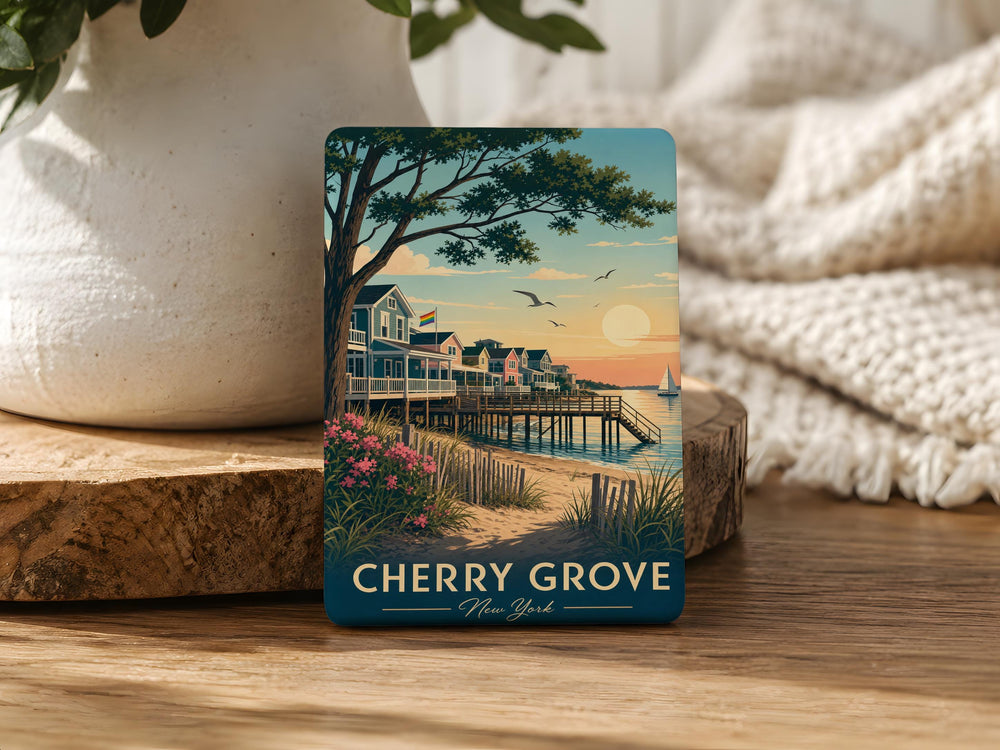Cherry Grove NY Fridge Magnet, Fire Island New York Souvenir Magnet, Beach Town Travel Gift, Coastal Getaway Keepsake