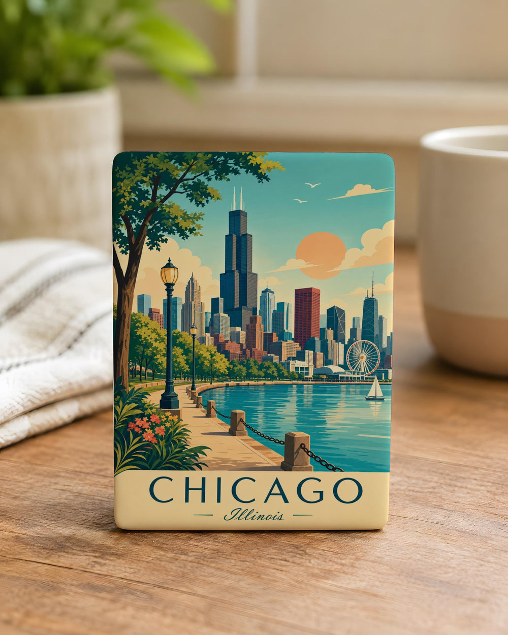 Chicago Illinois Fridge Magnet, Chicago Skyline Souvenir Magnet, Windy City Travel Gift, Illinois Refrigerator Magnet