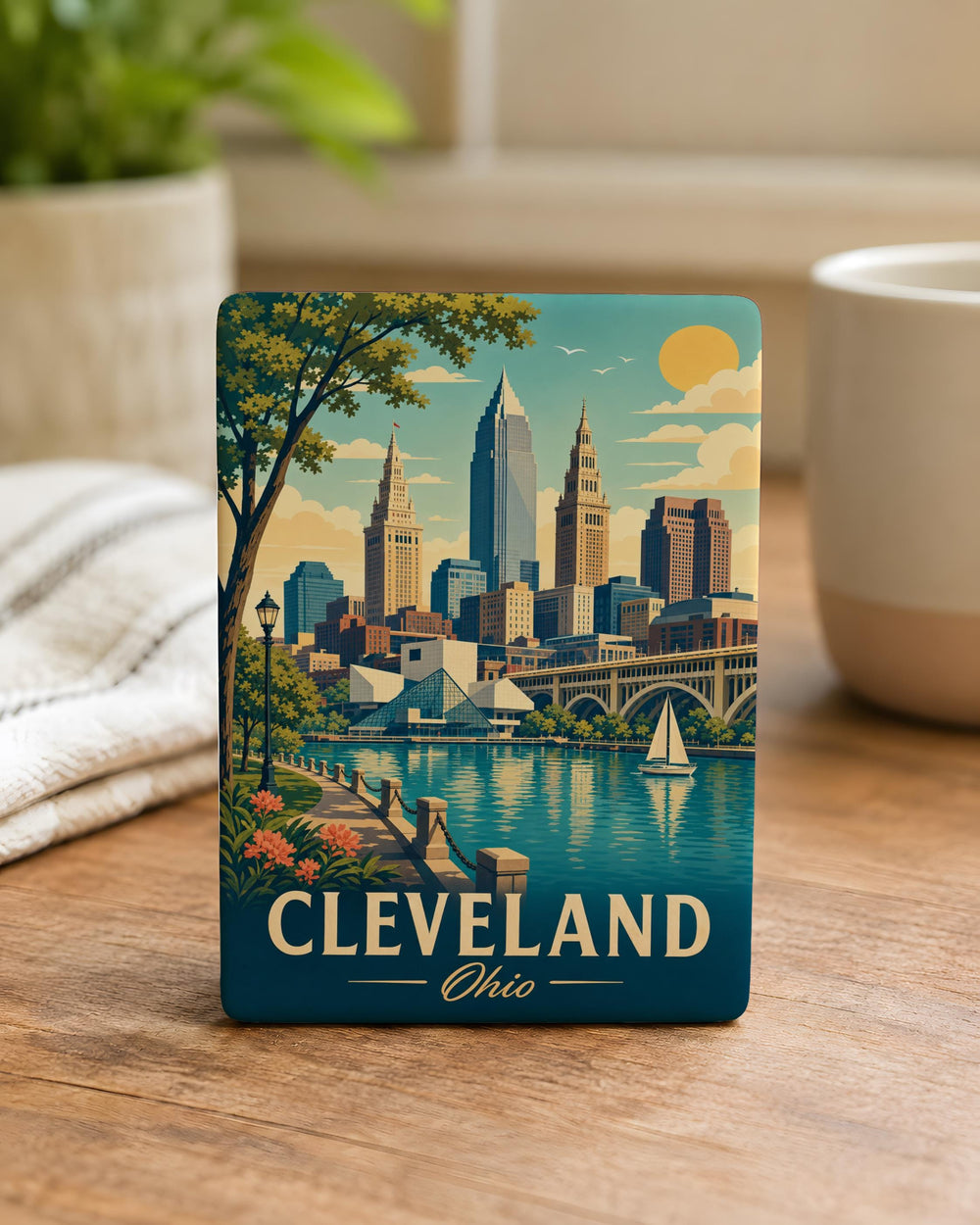 Cleveland Ohio Fridge Magnet, Cleveland Souvenir Magnet, Ohio Travel Gift, Cleveland Landmark Magnet, Lake Erie City Magnet