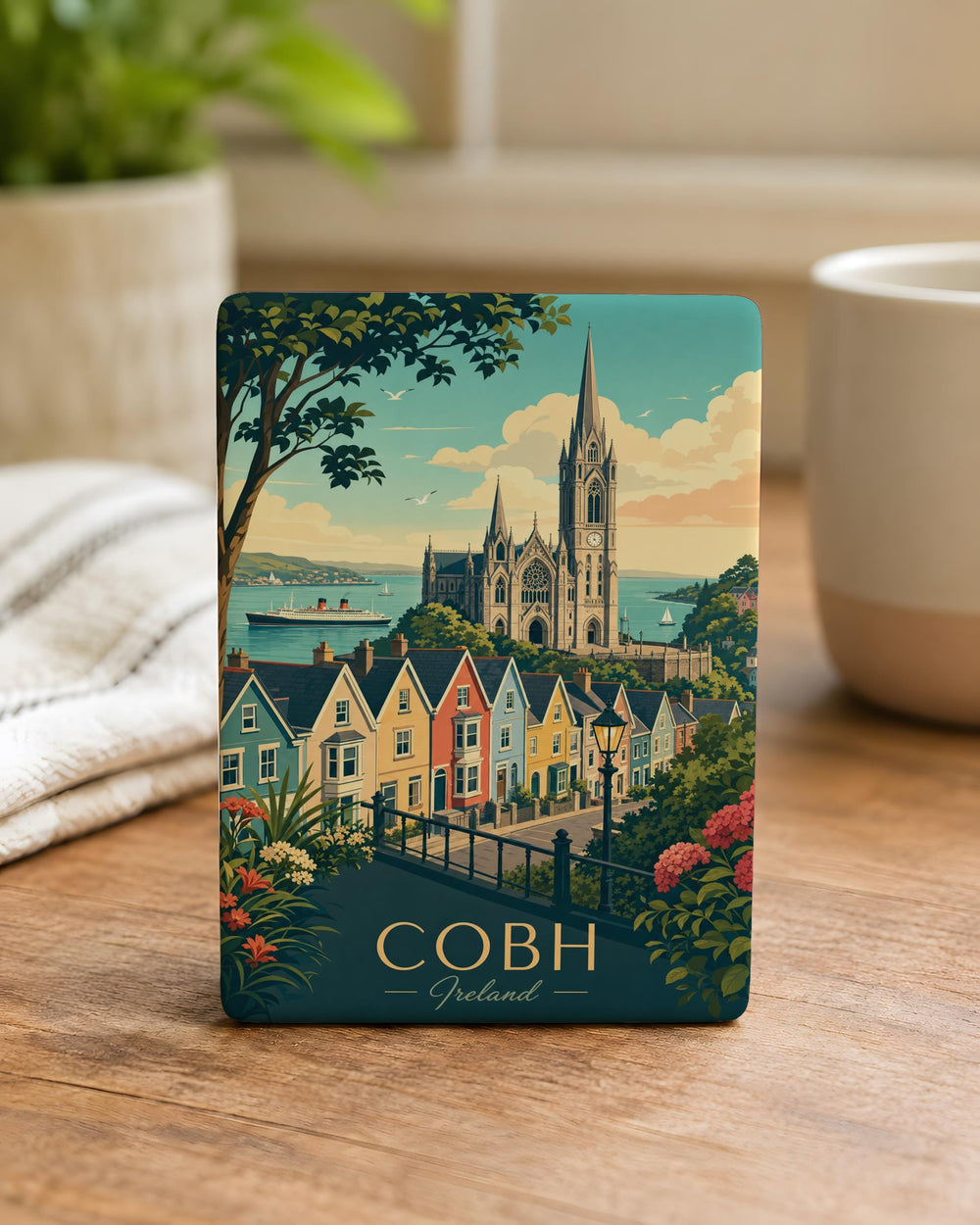 Cobh Ireland Fridge Magnet, Cobh Harbor Travel Souvenir Magnet, Irish Coastal Town Kitchen Magnet, Ireland Gift