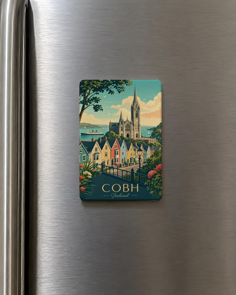 Cobh Ireland Fridge Magnet, Cobh Harbor Travel Souvenir Magnet, Irish Coastal Town Kitchen Magnet, Ireland Gift