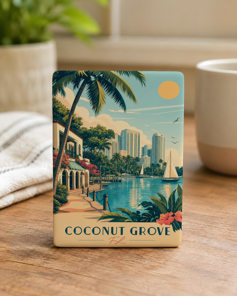 Coconut Grove FL Fridge Magnet, Miami Florida Souvenir Magnet, Coconut Grove Neighborhood Travel Gift, Florida Keepsake Magnet