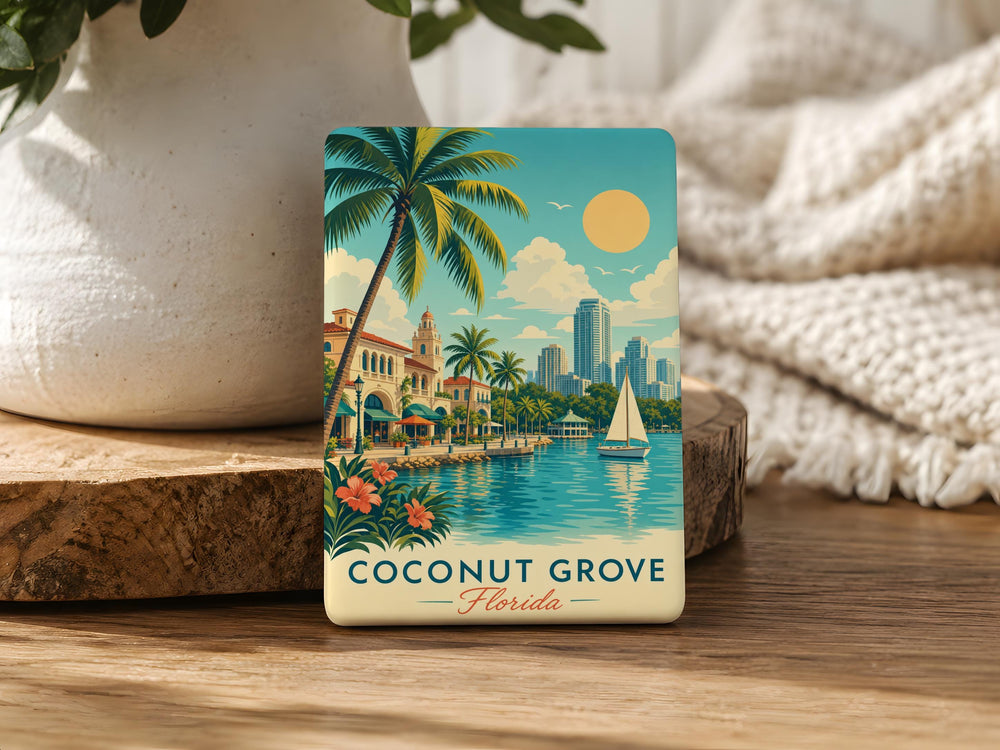 Coconut Grove Florida Fridge Magnet, Coconut Grove Miami Souvenir Magnet, Florida Travel Gift, Coastal Neighborhood Keepsake Magnet