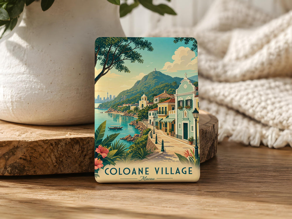 Coloane Village Fridge Magnet, Coloane Macau Landmark Souvenir, Village Street Scene Travel Keepsake Magnet