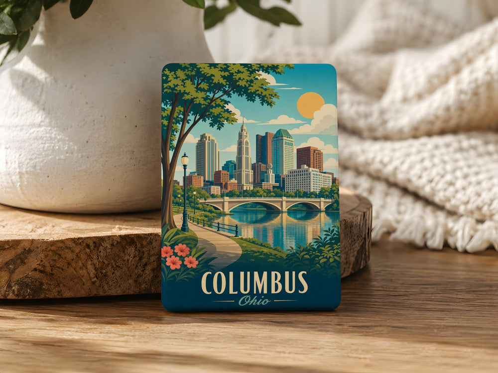 Columbus Ohio Fridge Magnet, Columbus Skyline Souvenir Magnet, Ohio Travel Gift, Columbus Landmark Refrigerator Magnet