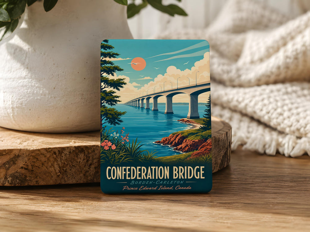 Confederation Bridge Fridge Magnet, Prince Edward Island Canada Souvenir, PEI Landmark Magnet, Coastal Bridge Travel Keepsake