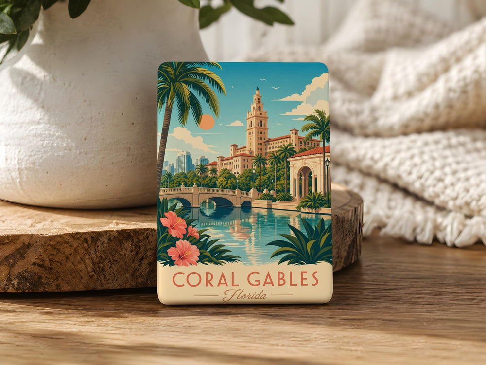 Coral Gables Florida Fridge Magnet, Coral Gables Souvenir Magnet, Florida Travel Gift, Coral Gables Landmark Keepsake