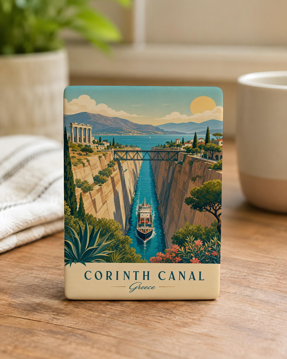 Corinth Canal Fridge Magnet, Greece Landmark Souvenir, Peloponnese Travel Gift, Canal Scenic Keepsake Magnet