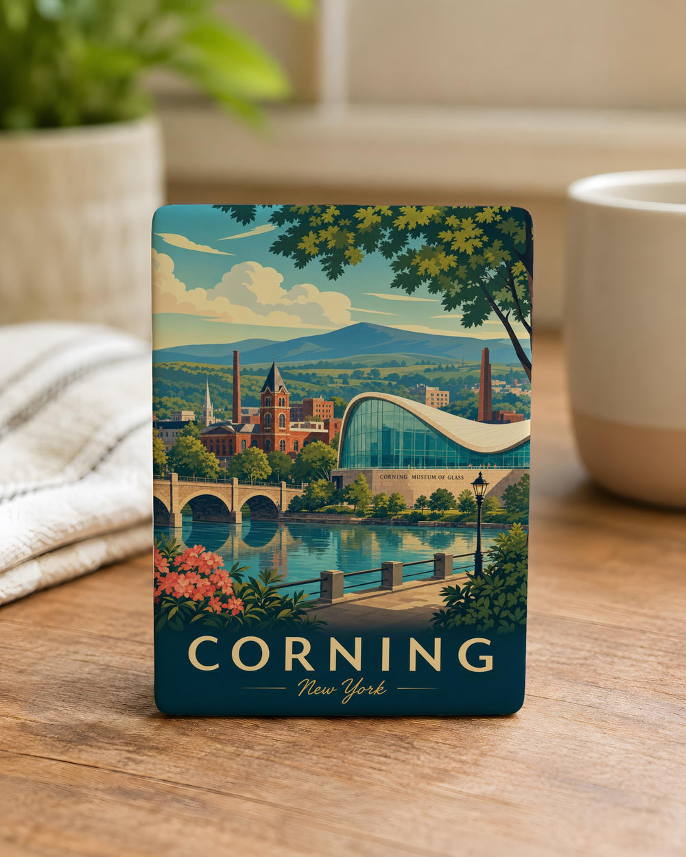 Corning NY Fridge Magnet, Corning New York Souvenir Magnet, Corning NY Travel Gift, New York State Keepsake Magnet