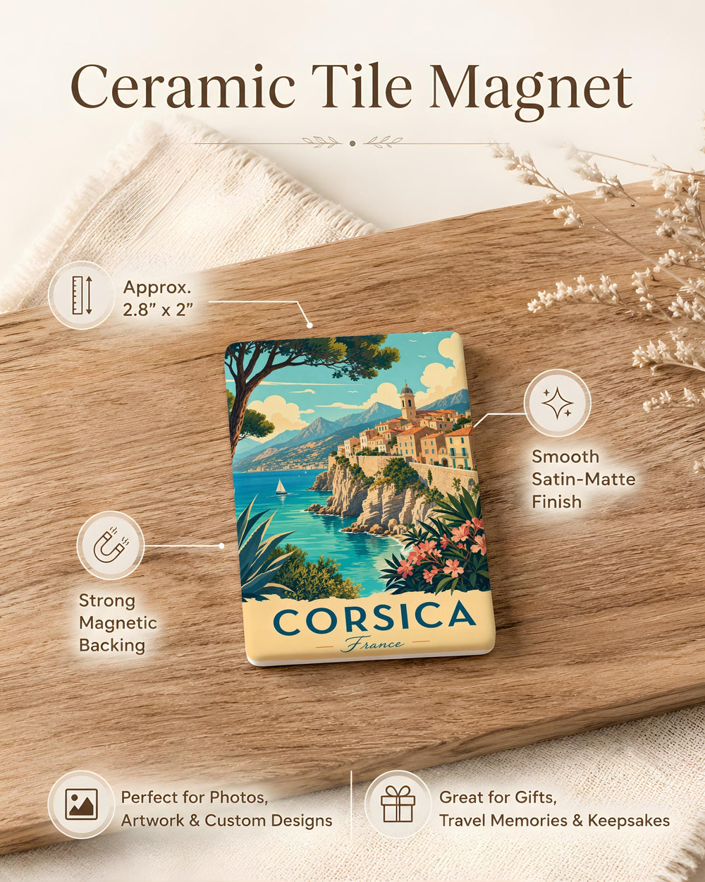 Corsica France Fridge Magnet, Corsica Island Souvenir Magnet, French Mediterranean Travel Keepsake, Corsica Vacation Gift