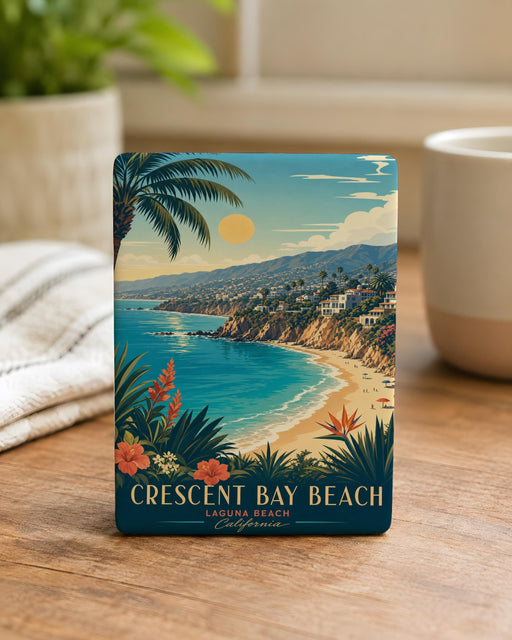 Crescent Bay Beach Fridge Magnet, Coastal Beach Scene Souvenir Magnet, Crescent Bay California Ocean Shore Magnet
