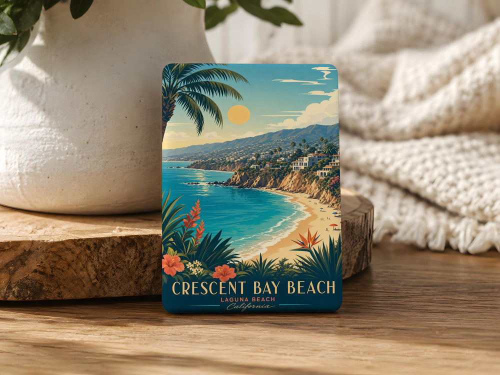 Crescent Bay Beach Fridge Magnet, Coastal Beach Scene Souvenir Magnet, Crescent Bay California Ocean Shore Magnet