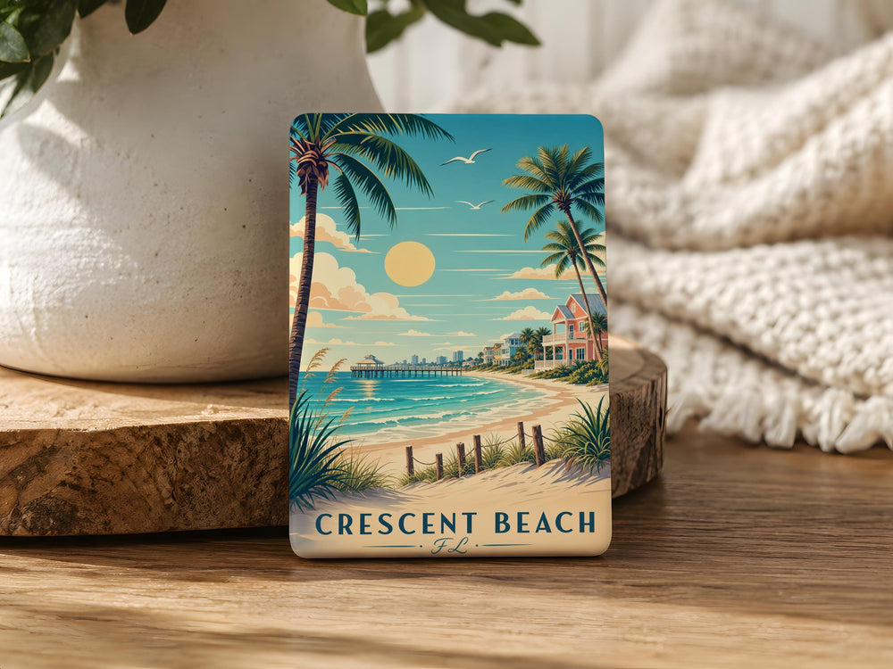 Crescent Beach FL Fridge Magnet, Florida Beach Souvenir Magnet, Coastal Vacation Travel Keepsake Gift