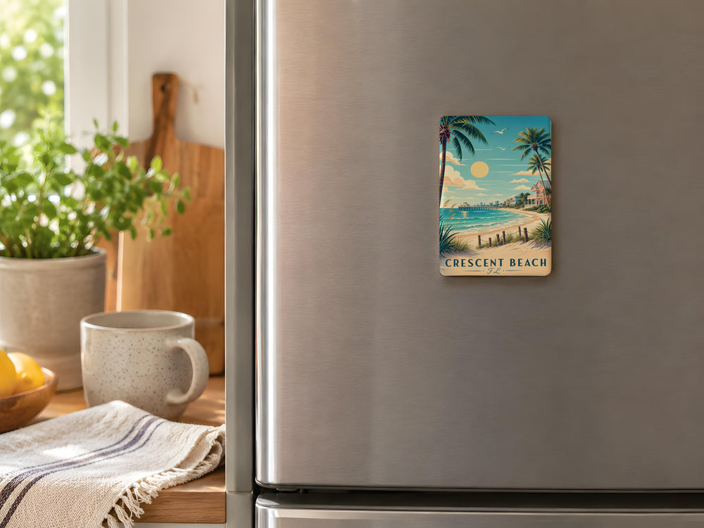 Crescent Beach FL Fridge Magnet, Florida Beach Souvenir Magnet, Coastal Vacation Travel Keepsake Gift