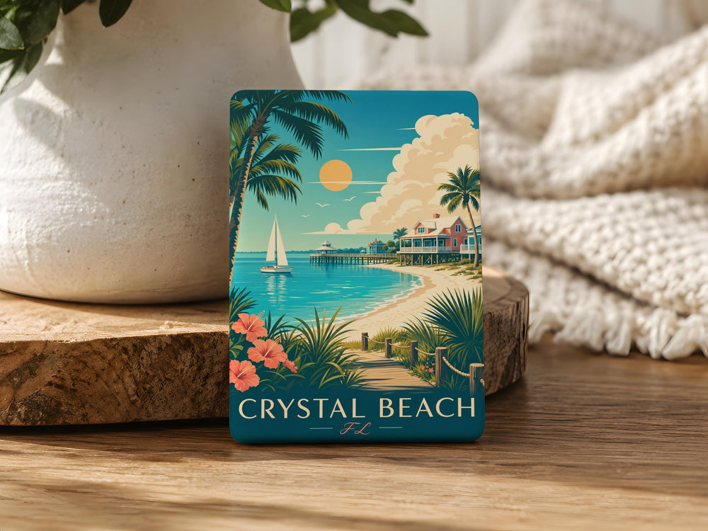 Crystal Beach Florida Fridge Magnet, Coastal Beach Town Souvenir, Gulf Coast Vacation Keepsake, Crystal Beach FL Gift