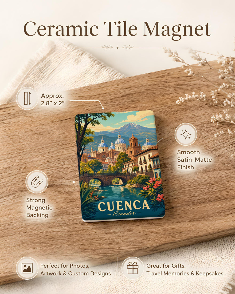 Cuenca Ecuador Fridge Magnet, Cuenca City Souvenir Magnet, Ecuador Travel Gift, Cuenca Landmark Keepsake Magnet