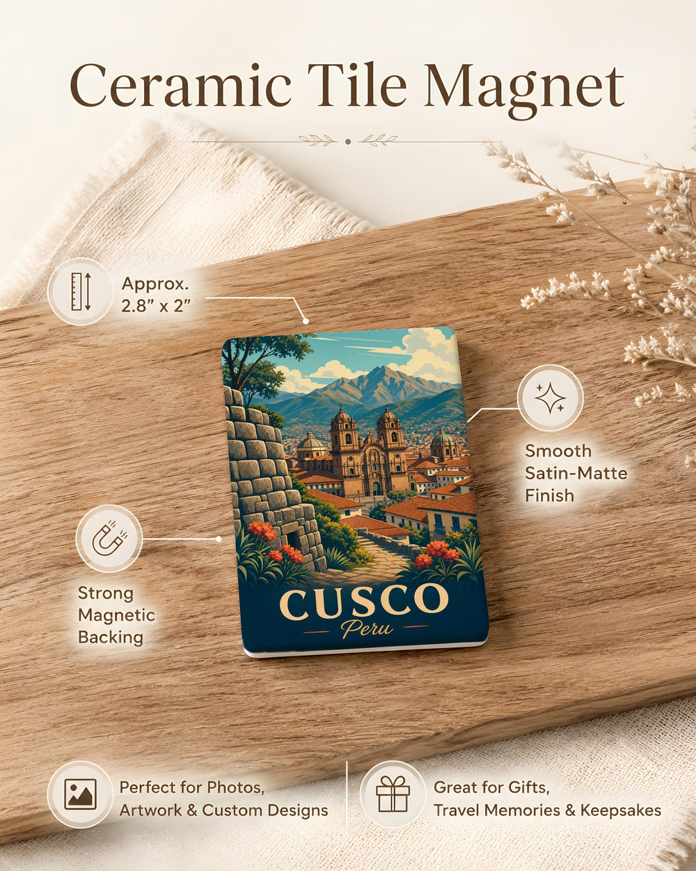 Cusco Peru Fridge Magnet, Cusco Souvenir Magnet, Peru Travel Gift, Cusco Landmark Keepsake, Peru Vacation Memento