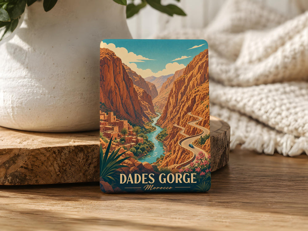 Dades Gorge Fridge Magnet, Morocco Canyon Landscape Souvenir Magnet, Desert Mountain Travel Gift, Nature Scenic Magnet