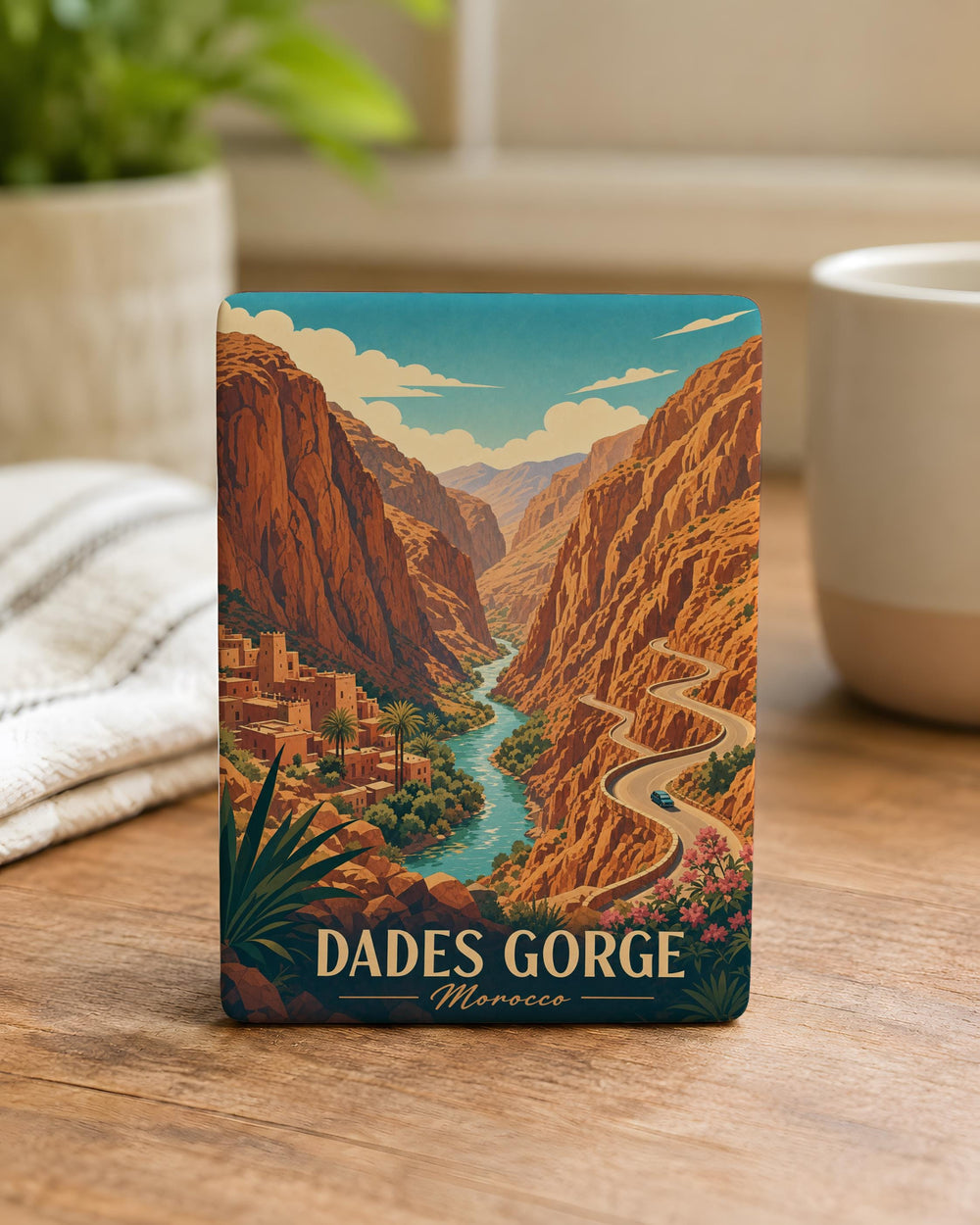 Dades Gorge Fridge Magnet, Morocco Canyon Landscape Souvenir Magnet, Desert Mountain Travel Gift, Nature Scenic Magnet