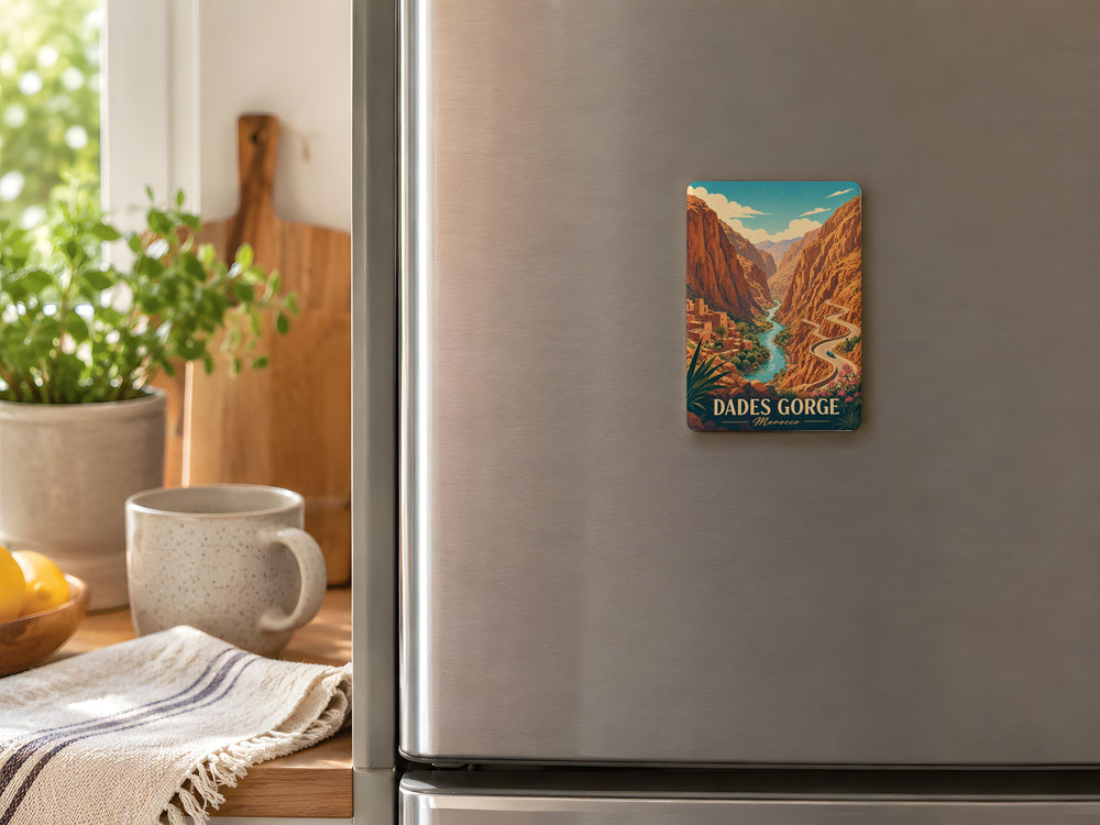 Dades Gorge Fridge Magnet, Morocco Canyon Landscape Souvenir Magnet, Desert Mountain Travel Gift, Nature Scenic Magnet