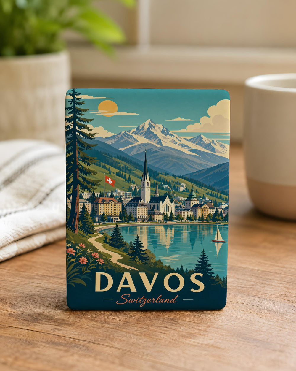 Davos Switzerland Fridge Magnet, Davos Alpine Town Souvenir Magnet, Swiss Alps Travel Keepsake Magnet, Switzerland Gift Magnet
