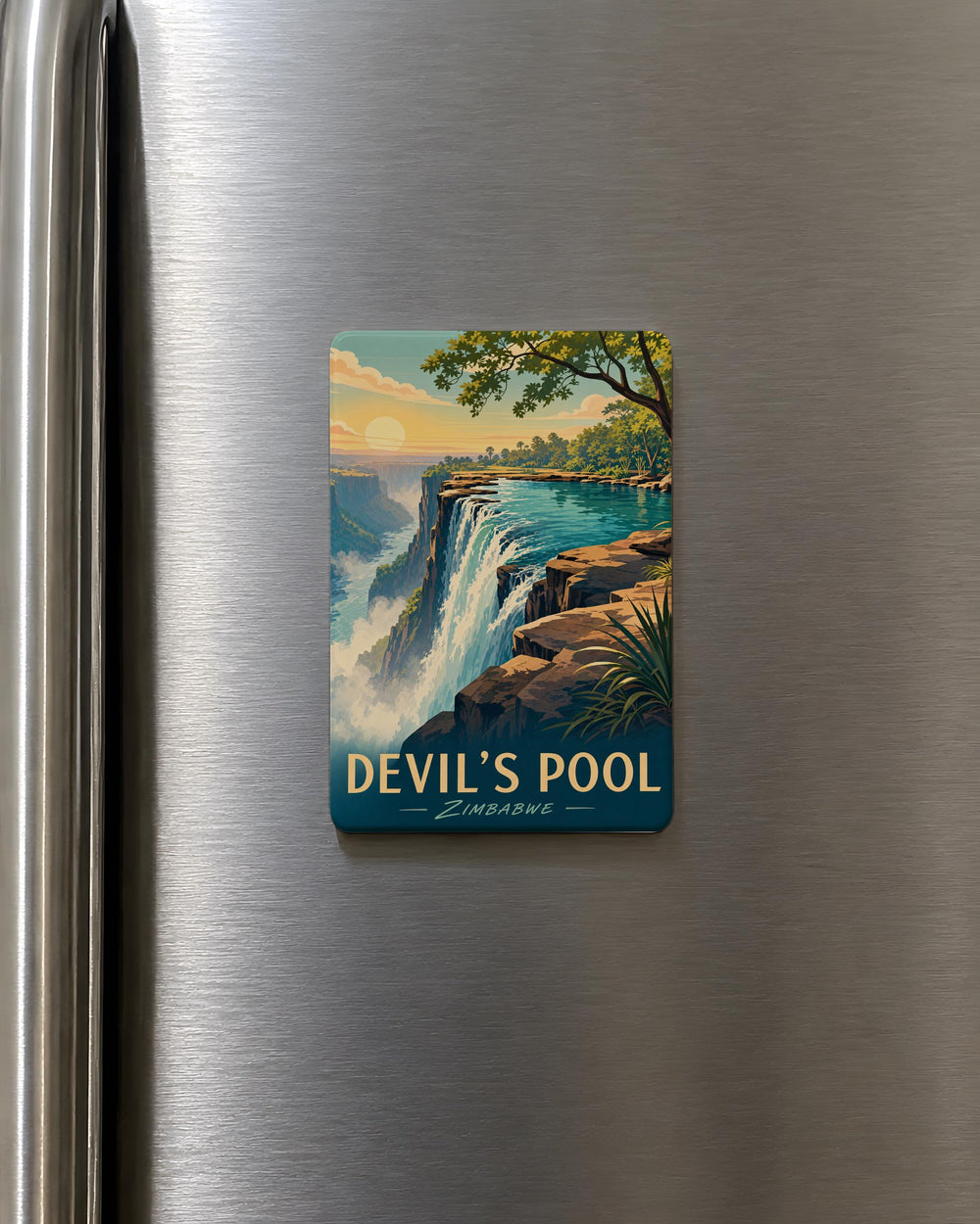 Devils Pool Fridge Magnet, Victoria Falls Zambia Zimbabwe Souvenir, Natural Wonder Travel Keepsake Magnet
