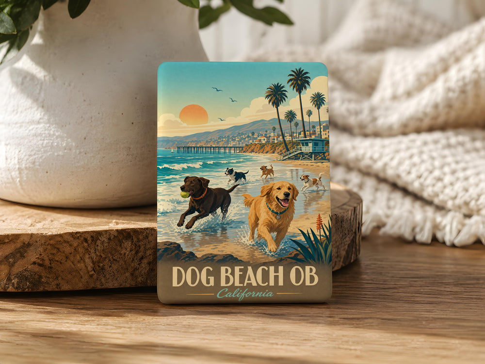 Dog Beach Ocean Beach Fridge Magnet, San Diego Dog Beach Souvenir, Beach Dog Lover Gift, OB California Travel Keepsake