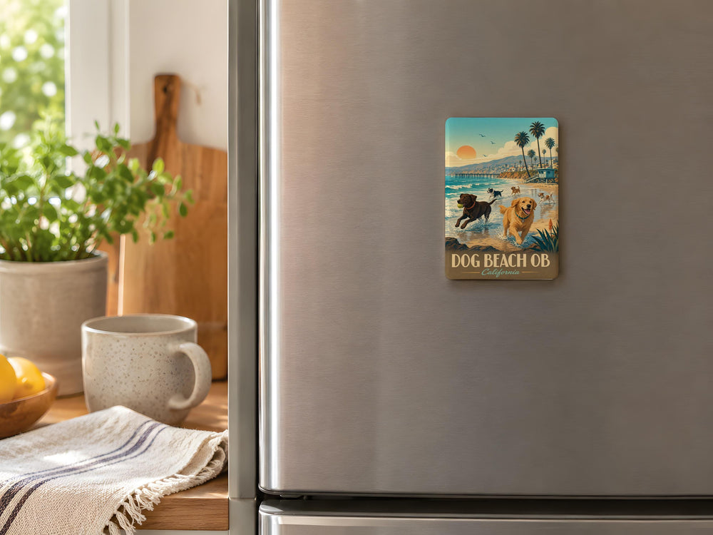 Dog Beach Ocean Beach Fridge Magnet, San Diego Dog Beach Souvenir, Beach Dog Lover Gift, OB California Travel Keepsake