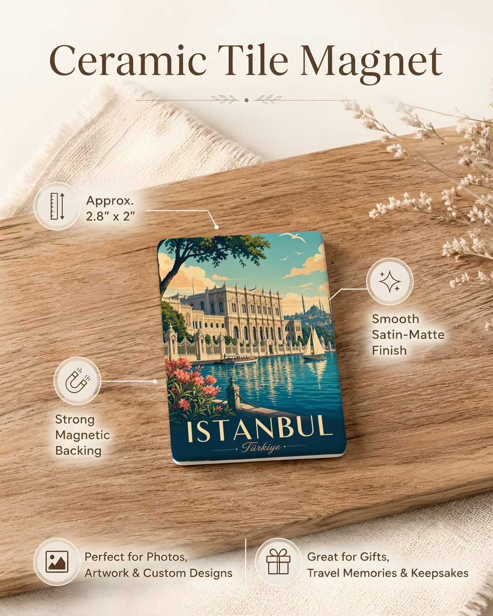Dolmabahce Palace Fridge Magnet, Istanbul Turkey Landmark Souvenir, Bosphorus Waterfront Palace Magnet, Travel Gift