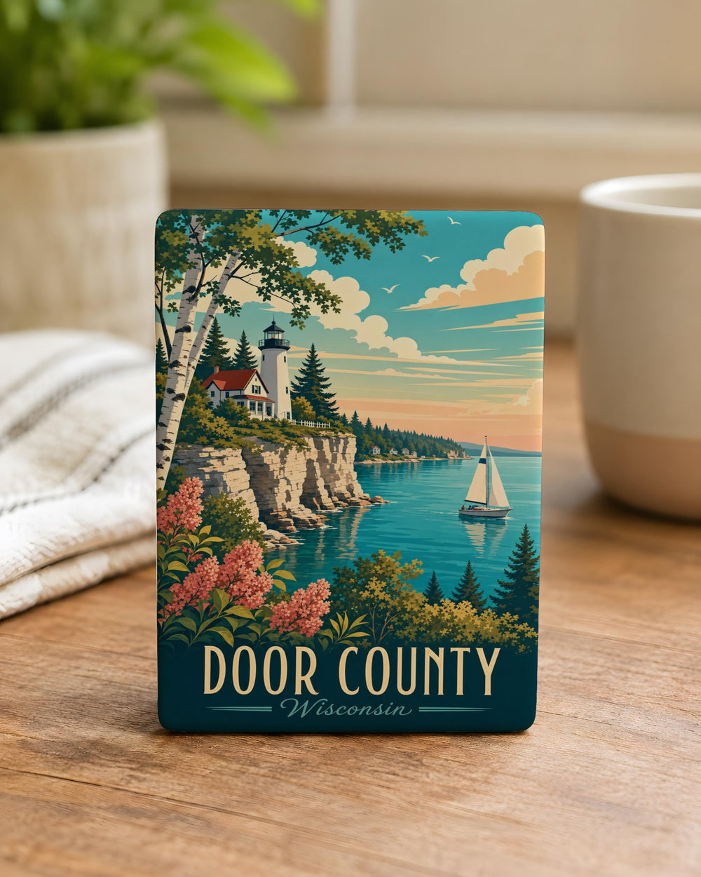 Door County Wisconsin Fridge Magnet, Door County Souvenir Magnet, Wisconsin Travel Gift, Door County Vacation Keepsake
