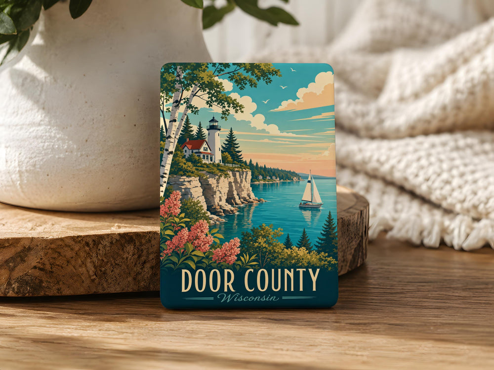Door County Wisconsin Fridge Magnet, Door County Souvenir Magnet, Wisconsin Travel Gift, Door County Vacation Keepsake