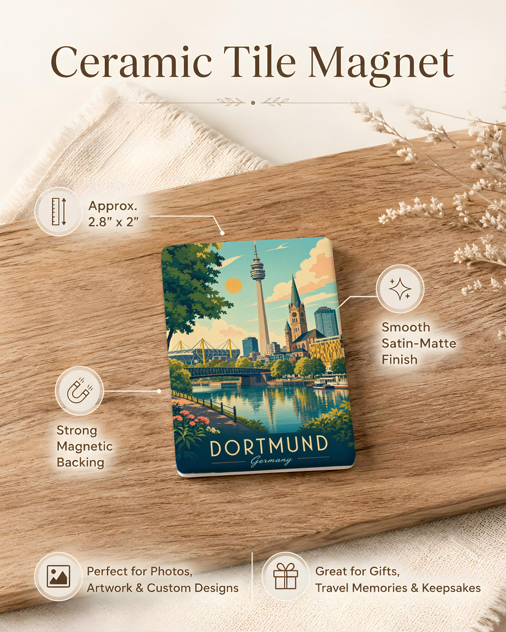 Dortmund Germany Fridge Magnet, Dortmund City Landmark Souvenir Magnet, Travel Gift, German City Keepsake Magnet